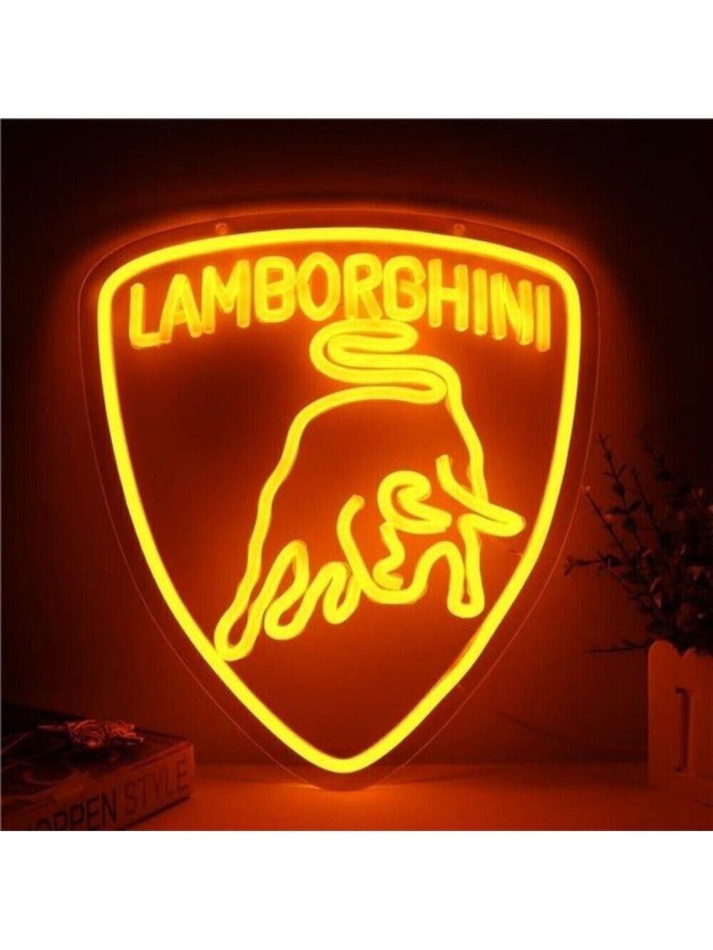 Lamborghini Car Logo LED Neon Sign for Garage Shop Decor Bar Man Cave Mechanix